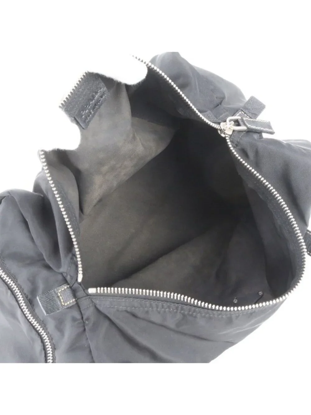 Prada Tessuto Nylon Saffiano Leather Tote Shoulder Hand Bag